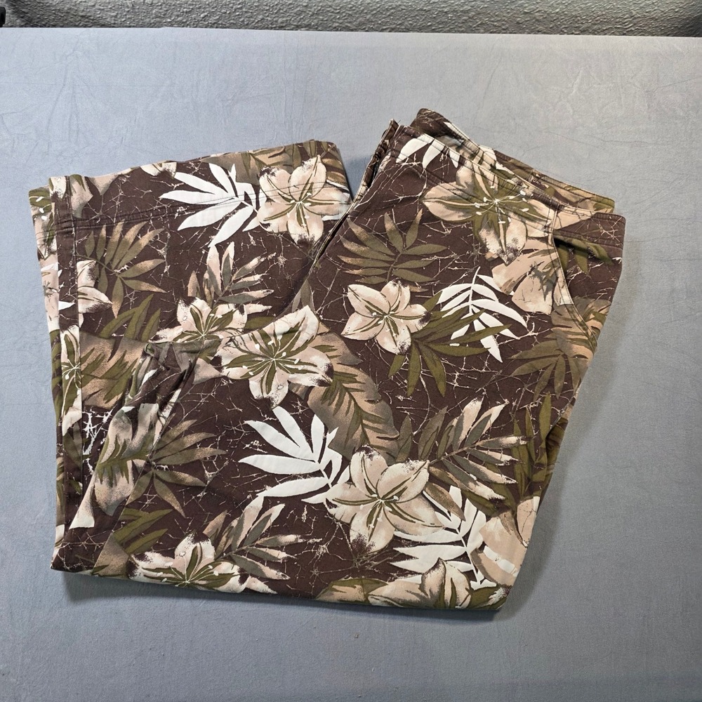 Additions‎ by Chicos SZ 3 (XL).Womens Brown Tropical Floral Straight Leg Pants